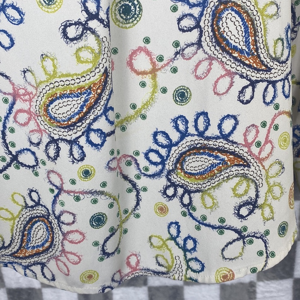 Pleione S button down shirt boho paisley vintage vibes - Picture 3 of 6